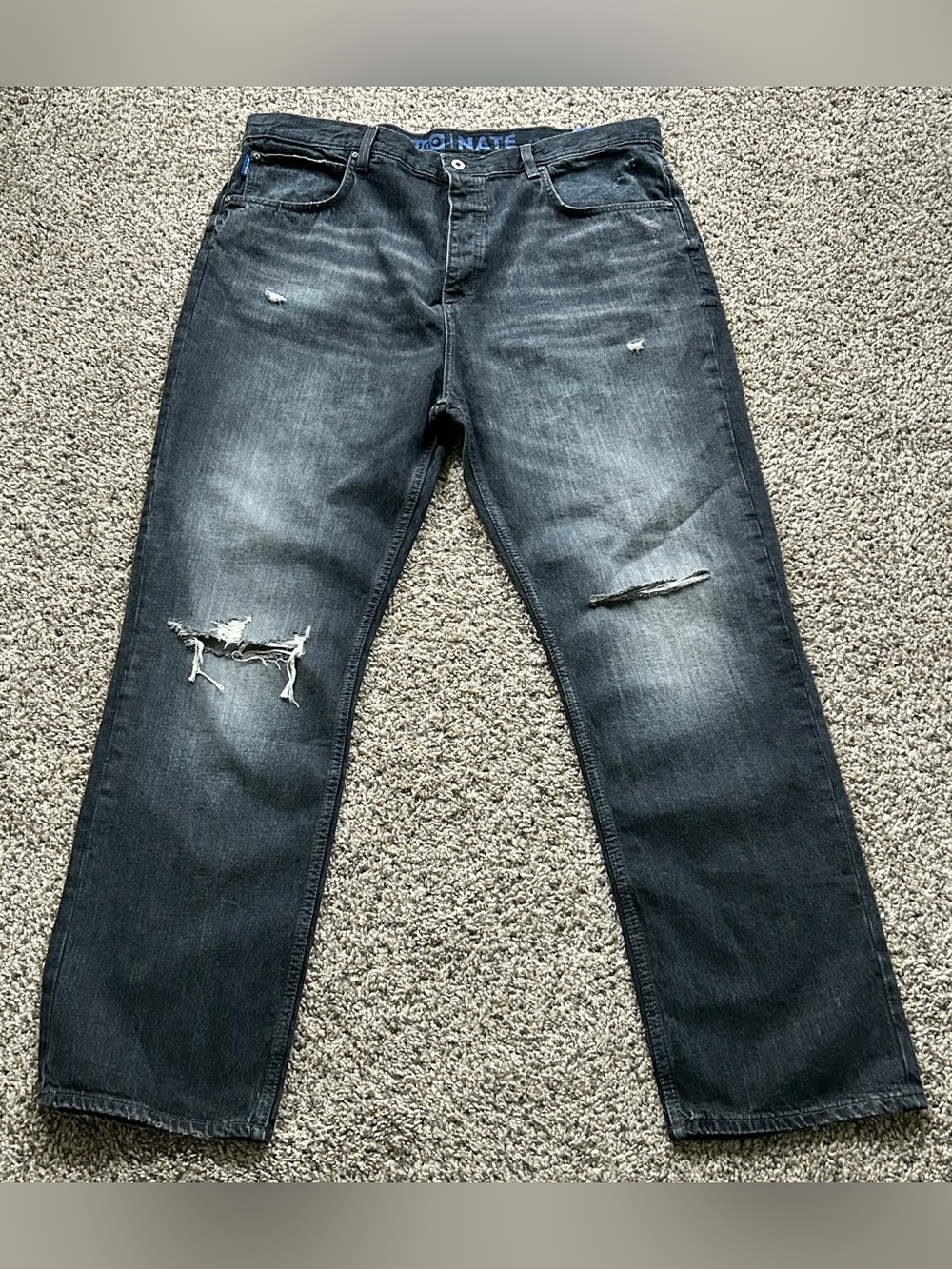 Hugo Boss Nate Baggy Jeans Black Distressed Mens Size 38x32